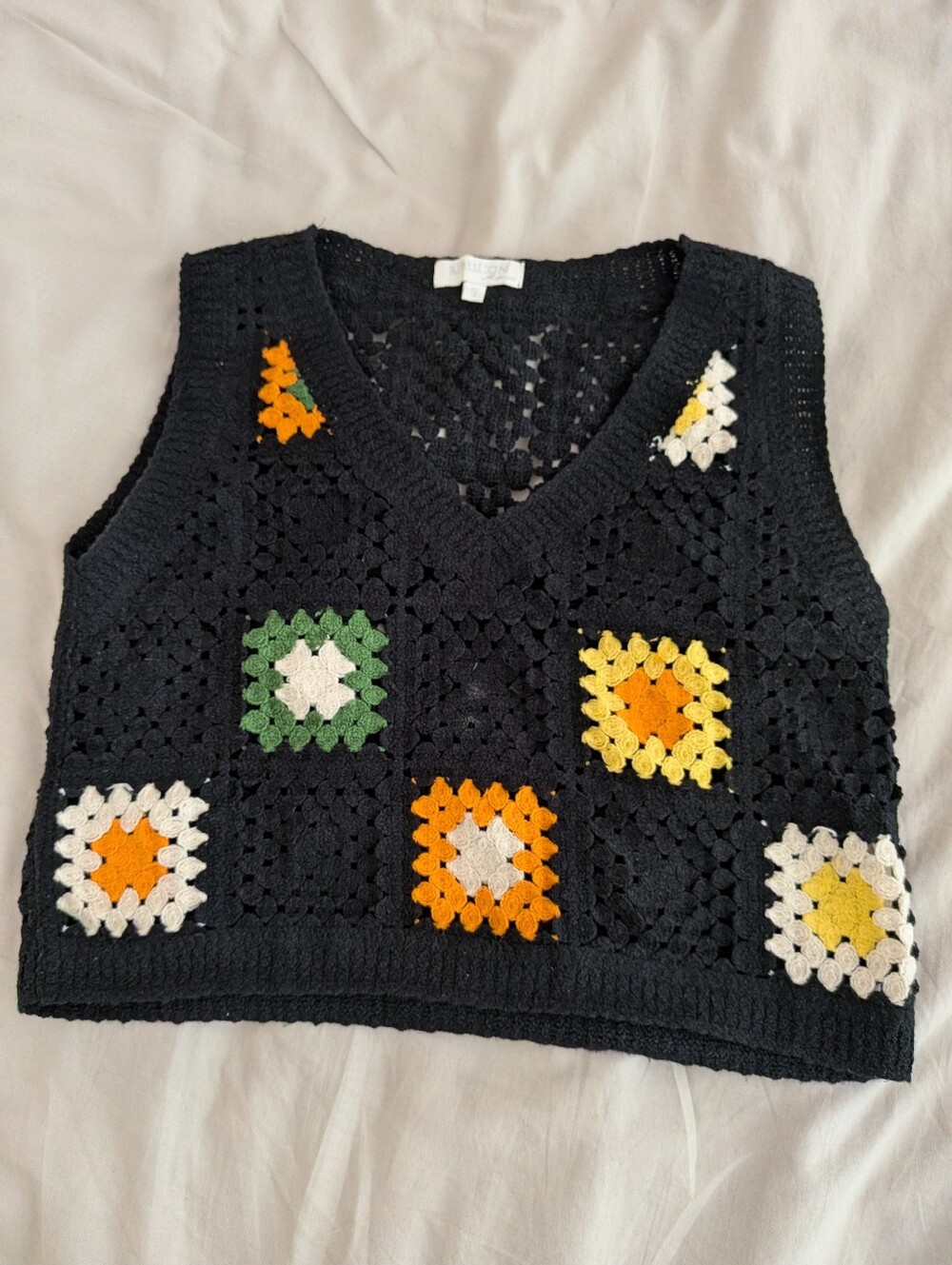 Crocheted V-Neck Sweater Vest